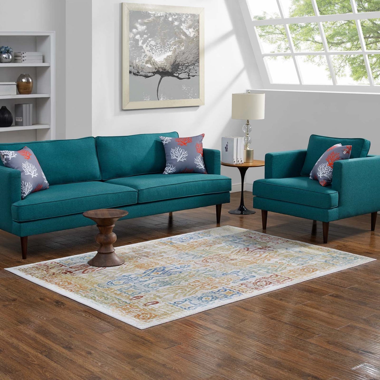 Solimar Distressed Southwestern Aztec 4x6 Area Rug by Modway