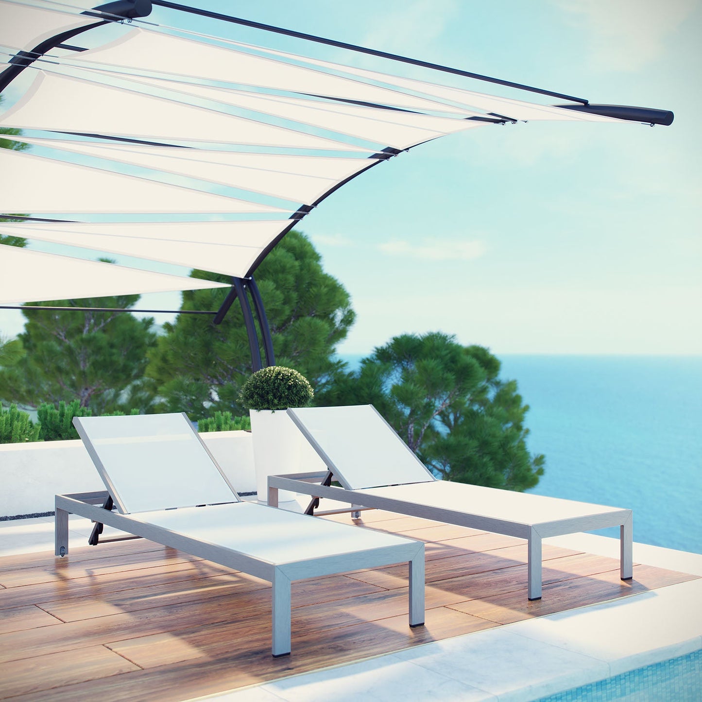 Shore Outdoor Patio Aluminum Chaise Set of 2 by Modway