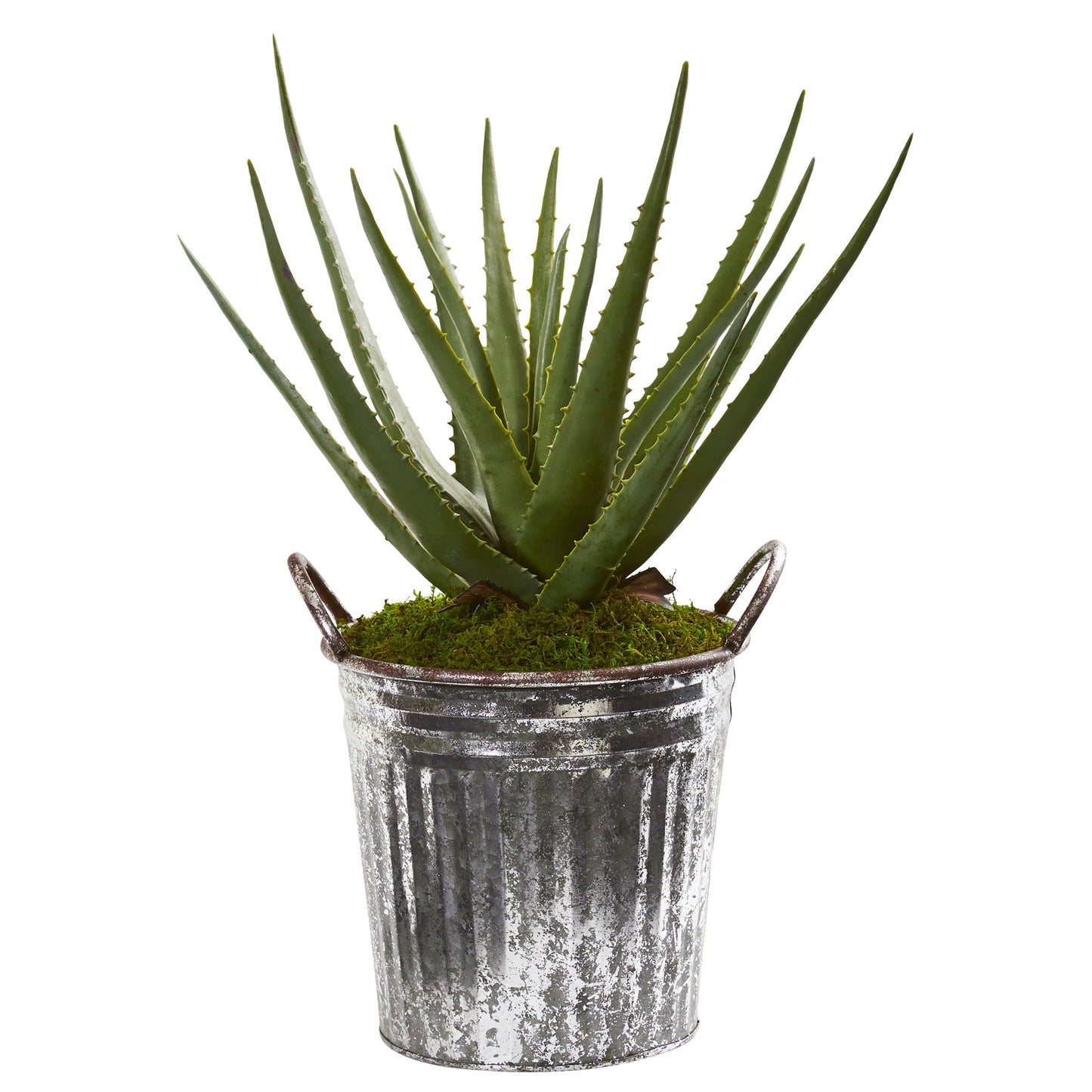 22" Aloe Artificial Plant in Vintage Metal Pail