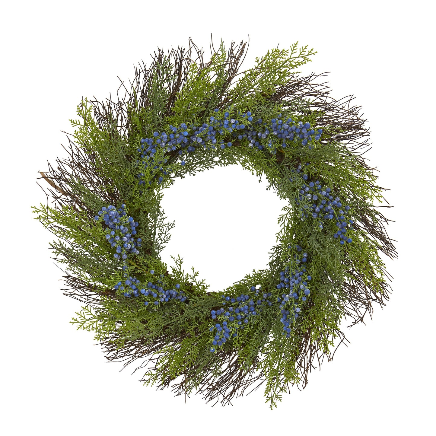 21" Cedar with Blue Berries Artificial Wreath