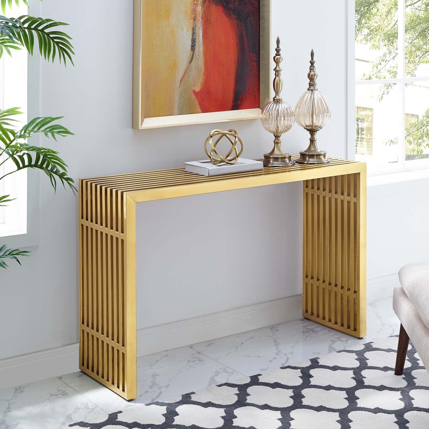 Gridiron Stainless Steel Console Table by Modway