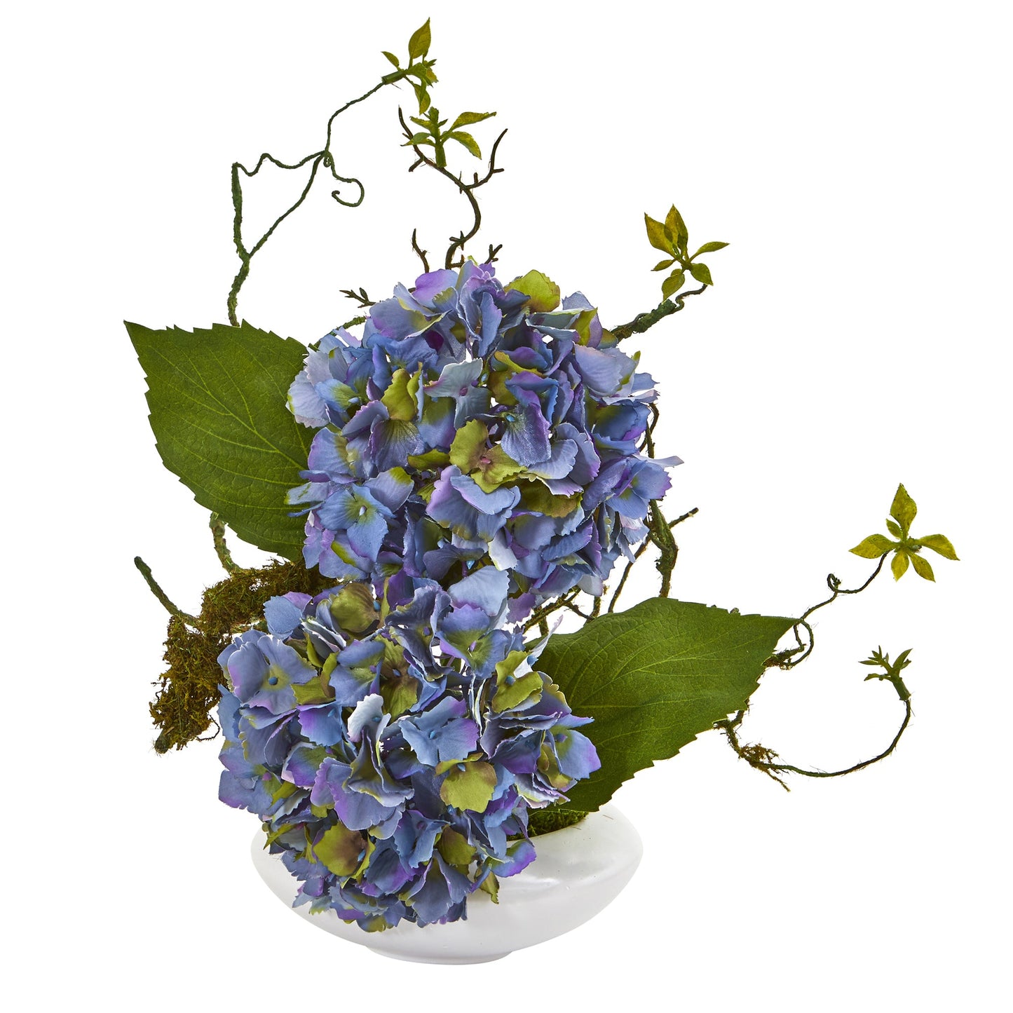 13" Hydrangea Artificial Arrangement in White Vase