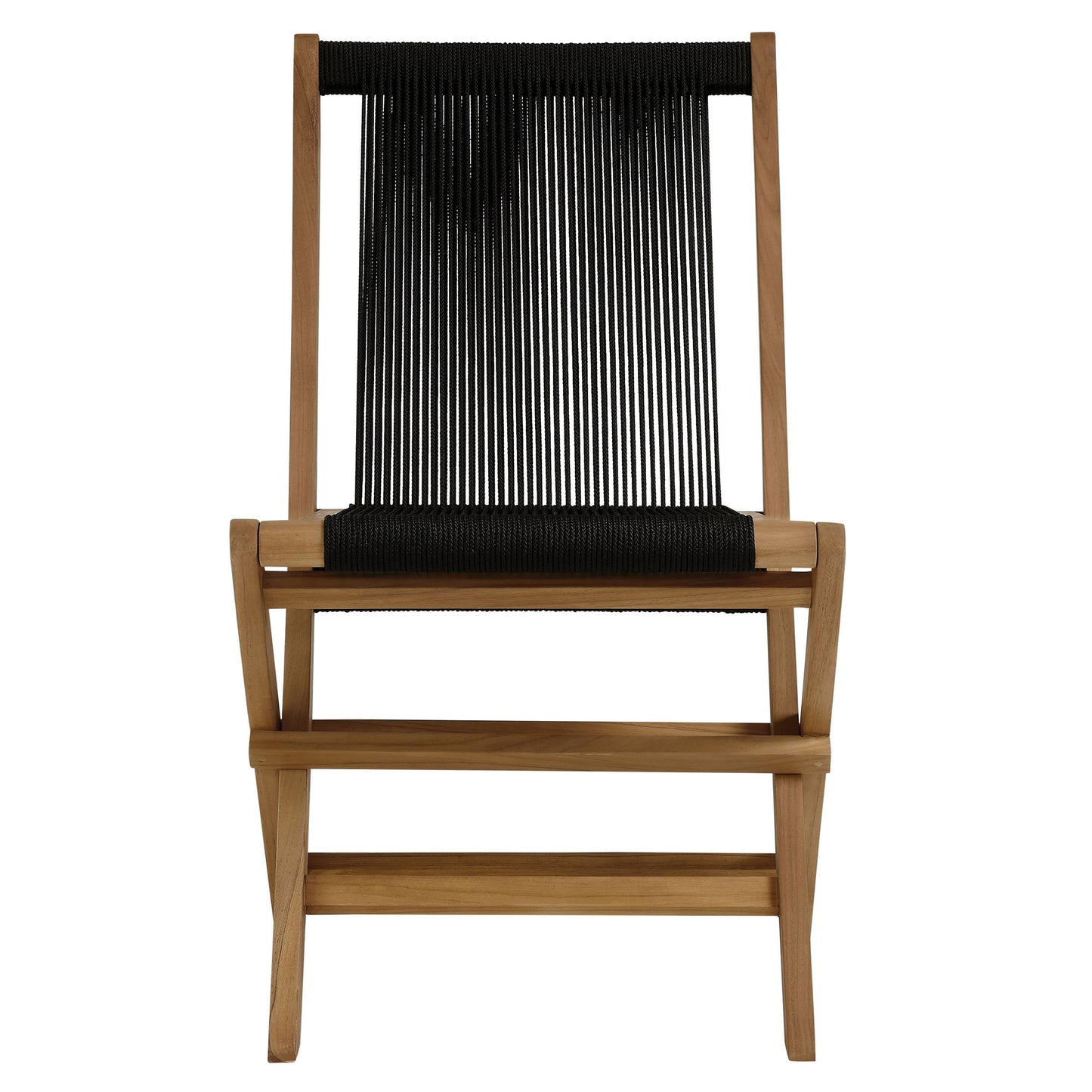 Vienna 5-Piece Outdoor Patio Teak Wood Dining Set with Rope Folding Chairs by Modway