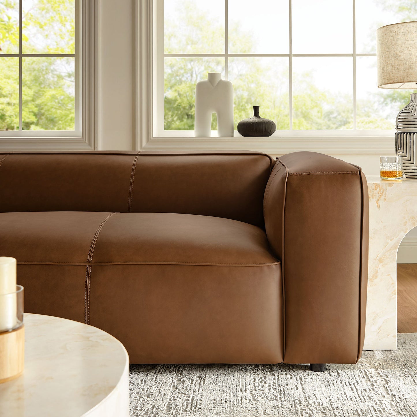 Auren Upholstered Vegan Leather Sofa by Modway