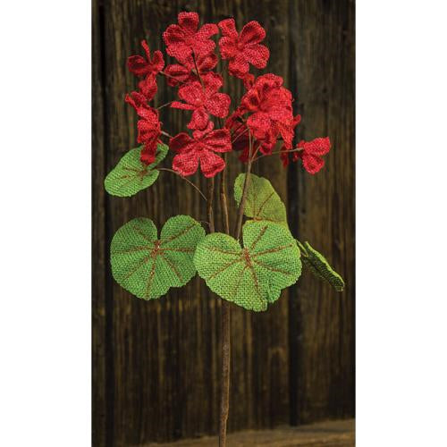 Red Burlap Geranium Bush (Pack of 4)