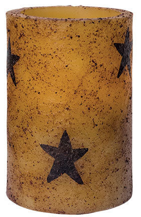 4.5" Burnt Ivory Star Timer Pillar (Pack of 4)