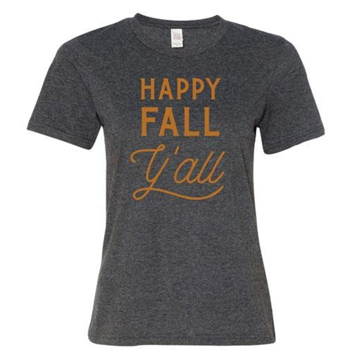 Happy Fall Y'all T-Shirt Heather Dark Gray Extra Large