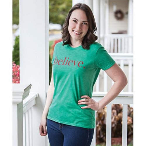 Believe T-Shirt Heather Green Large