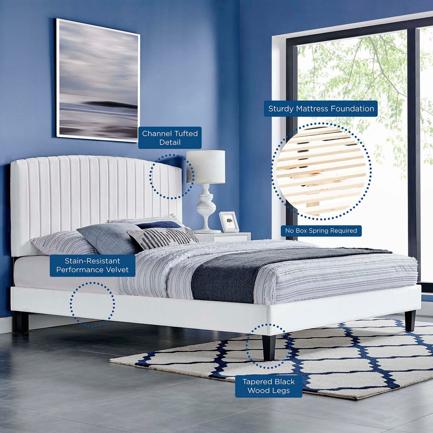 Alessi Performance Velvet Queen Platform Bed by Modway
