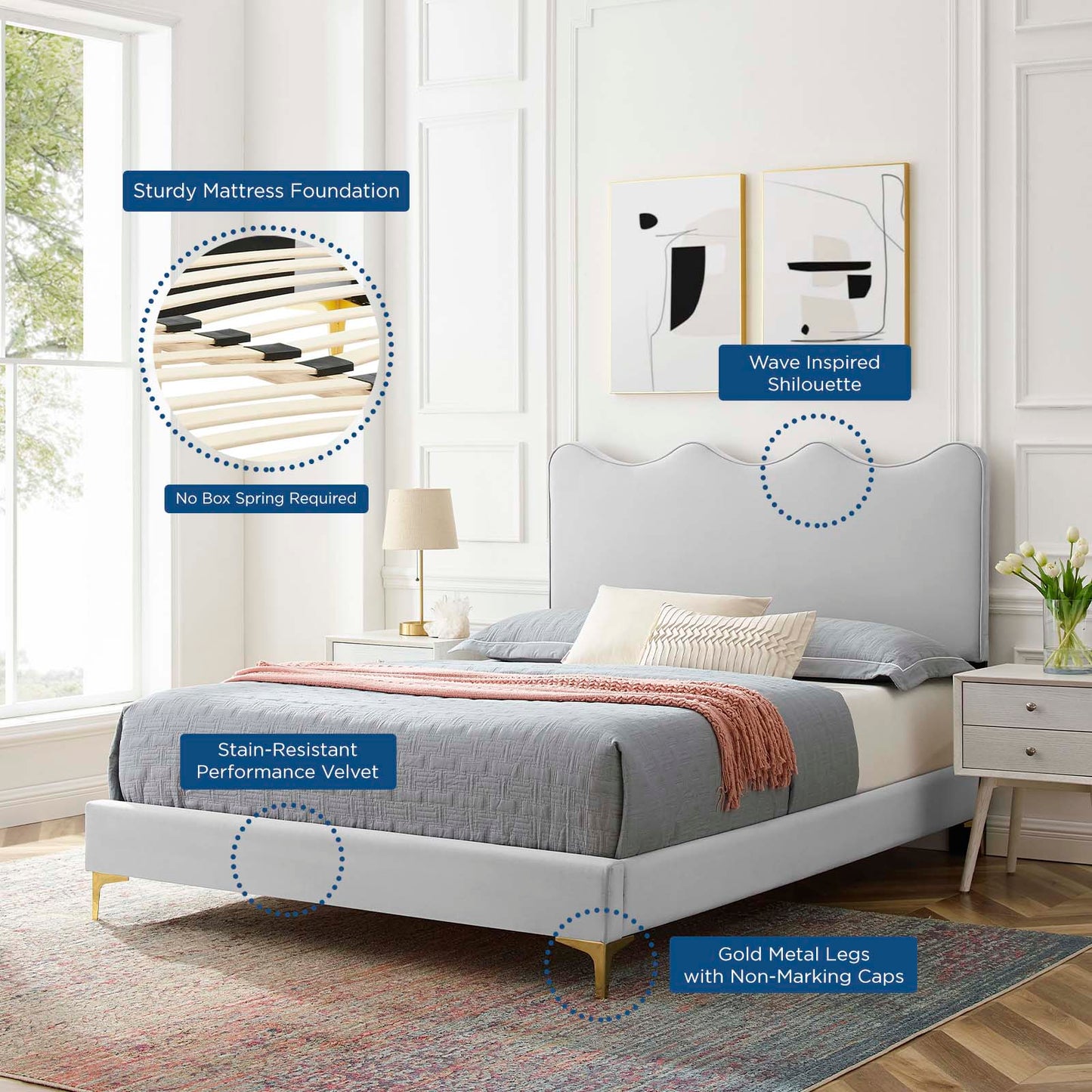 Current Performance Velvet Twin Platform Bed by Modway
