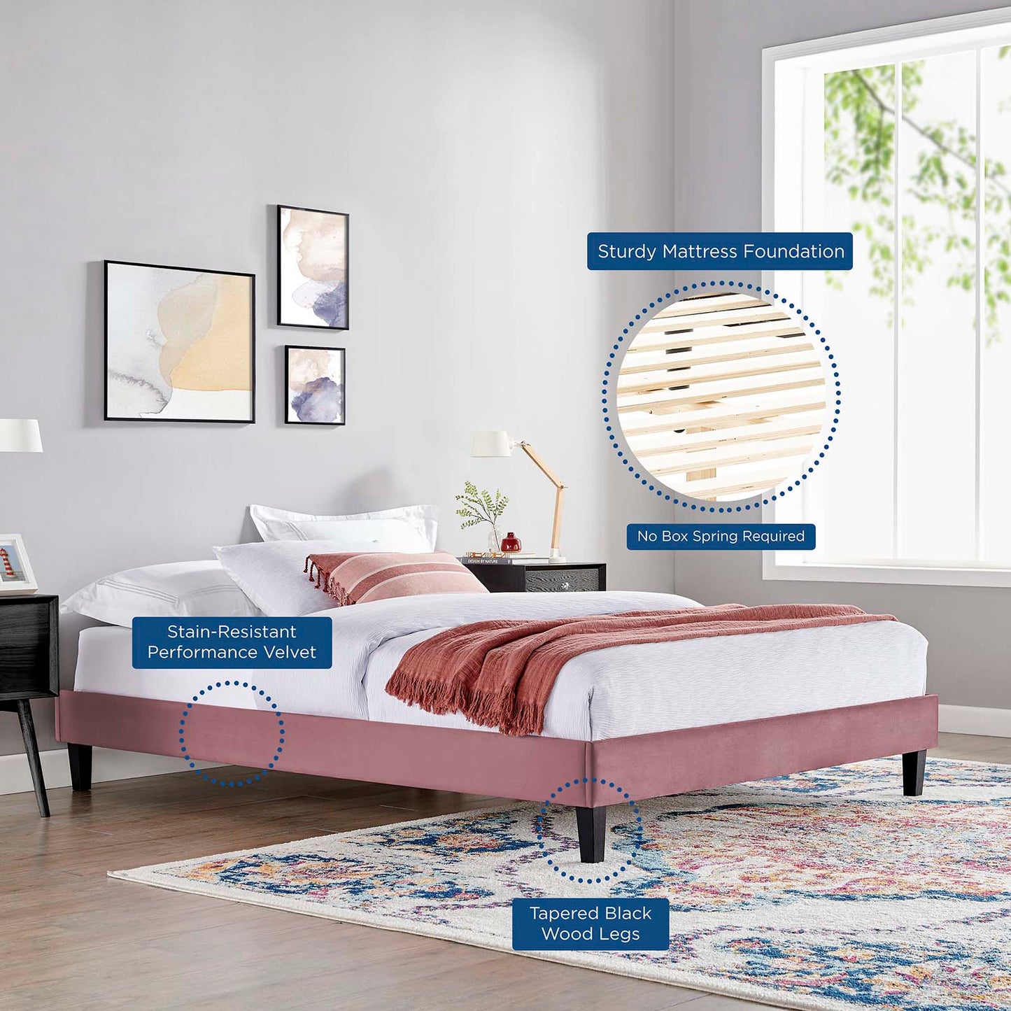Liva Performance Velvet Queen Bed by Modway