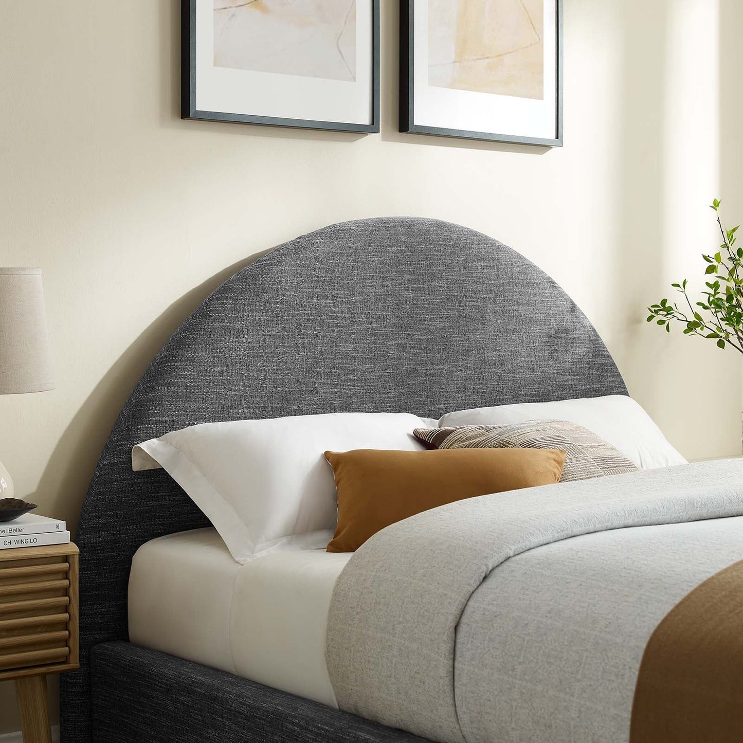 Resort Upholstered Fabric Arched Round King Platform Bed by Modway