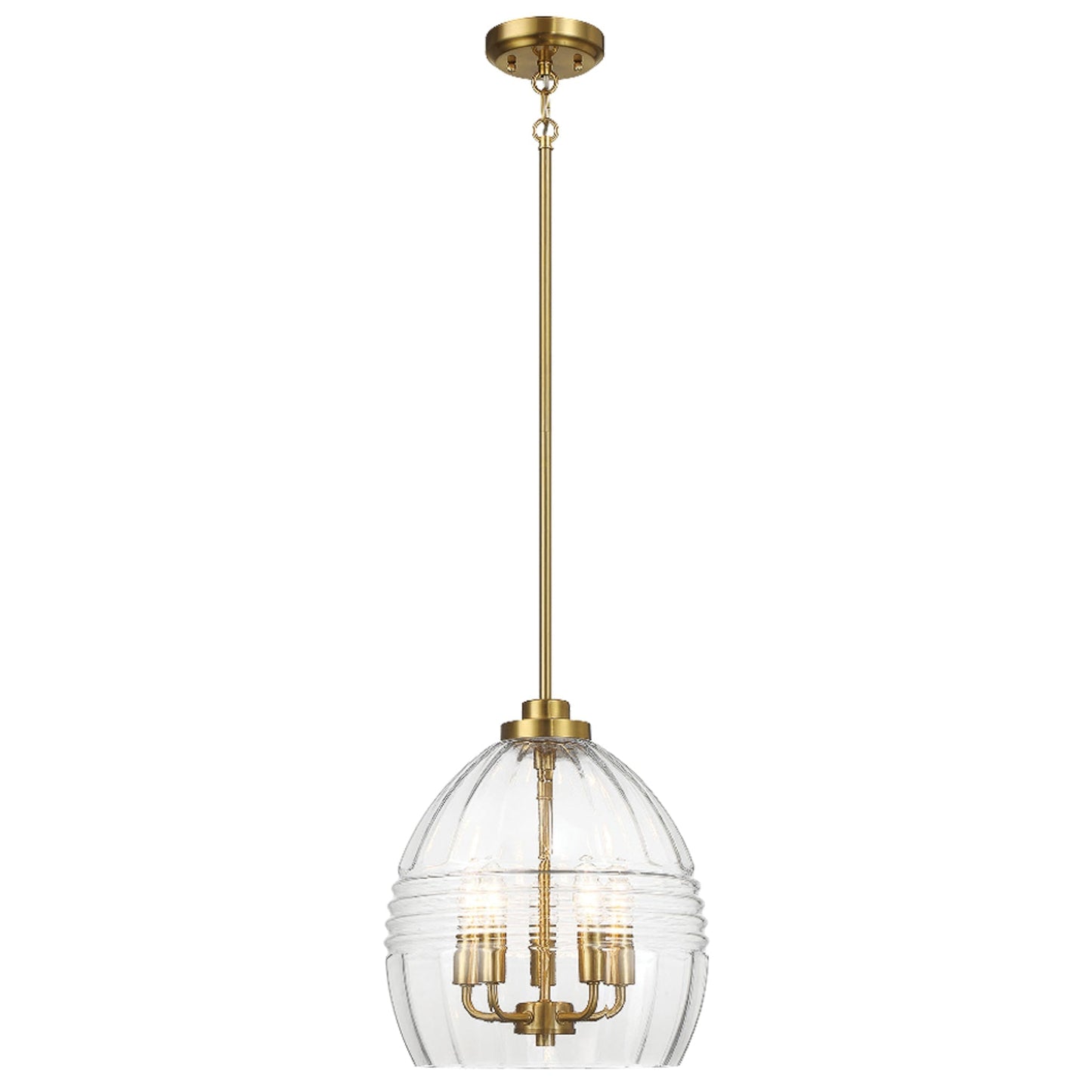 Pendant Chain Hanging Light – Satin Brass Finish & Clear Glass Shade | Modern Chic Ceiling Light