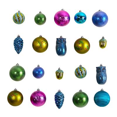 Holiday Deluxe Shatterproof, 50 Count Christmas Tree Ornament Box Set, Re-Useable Container