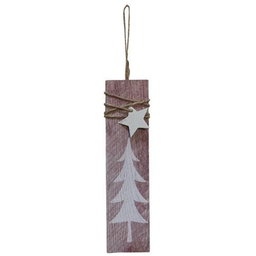 Tree w/Tin Star Rectangle Ornament 7" (Pack of 4)
