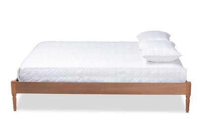 Baxton Studio Colette French Bohemian Ash Walnut Finished Wood Full Size Platform Bed Frame