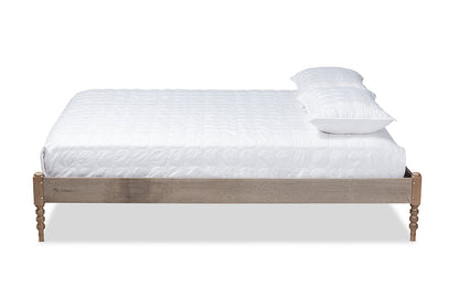 Baxton Studio Cielle French Bohemian Weathered Grey Oak Finished Wood Full Size Platform Bed Frame