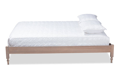 Baxton Studio Laure French Bohemian Antique Oak Finished Wood Full Size Platform Bed Frame