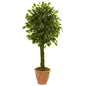 4'Braided Ficus Artificial Tree in Terracotta Planter UV Resistant (Indoor/Outdoor)