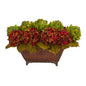 Hydrangea & Artichokes Artificial Arrangement in Metal Planter