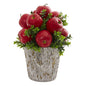 Apples and Boxwood Artificial Arrangement Weather Planter