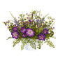 Morning Glory Artificial Arrangement White Vase