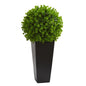 23" Eucalyptus Artificial Ball in Black Tower Planter