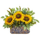 Sunflower and Mixed Greens Artificial Arrangement in Vase