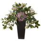 22" Echeveria Succulent and Hoya Artificial Plant in Black Vase