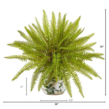 15" Fern Artificial Plant in Floral Planter