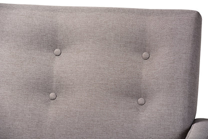Baxton Studio Perris Mid-Century Modern Light Grey Fabric Upholstered Walnut Finished Wood Sofa