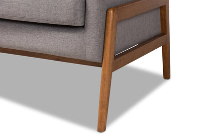 Baxton Studio Perris Mid-Century Modern Light Grey Fabric Upholstered Walnut Finished Wood 3-Piece Living Room Set