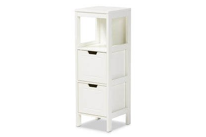 Baxton Studio Reuben Cottage and Farmhouse White Finished 2-Drawer Wood Storage Cabinet