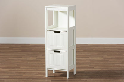 Baxton Studio Reuben Cottage and Farmhouse White Finished 2-Drawer Wood Storage Cabinet