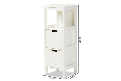 Baxton Studio Reuben Cottage and Farmhouse White Finished 2-Drawer Wood Storage Cabinet