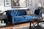 Baxton Studio Emma Traditional and Transitional Navy Blue Velvet Fabric Upholstered and Button Tufted Chesterfield Sofa
