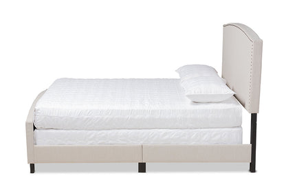 Baxton Studio Morgan Modern Transitional Beige Fabric Upholstered Queen Size Panel Bed
