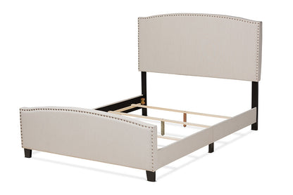 Baxton Studio Morgan Modern Transitional Beige Fabric Upholstered Queen Size Panel Bed