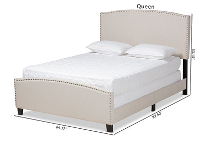 Baxton Studio Morgan Modern Transitional Beige Fabric Upholstered Queen Size Panel Bed