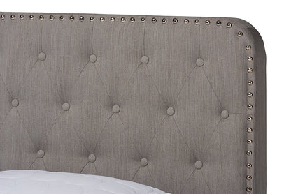 Baxton Studio Annalisa Modern Transitional Grey Fabric Upholstered Button Tufted Queen Size Panel Bed