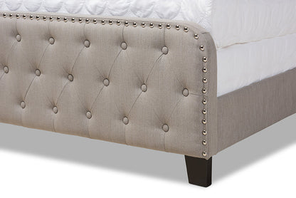 Baxton Studio Annalisa Modern Transitional Grey Fabric Upholstered Button Tufted King Size Panel Bed