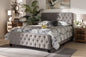 Baxton Studio Annalisa Modern Transitional Grey Fabric Upholstered Button Tufted Queen Size Panel Bed