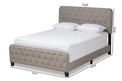 Baxton Studio Annalisa Modern Transitional Grey Fabric Upholstered Button Tufted Queen Size Panel Bed