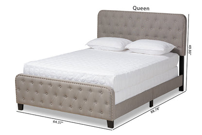 Baxton Studio Annalisa Modern Transitional Grey Fabric Upholstered Button Tufted Queen Size Panel Bed