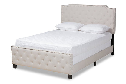 Baxton Studio Marion Modern Transitional Beige Fabric Upholstered Button Tufted Full Size Panel Bed