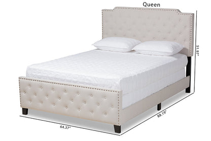 Baxton Studio Marion Modern Transitional Beige Fabric Upholstered Button Tufted Full Size Panel Bed