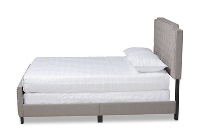 Baxton Studio Marion Modern Transitional Grey Fabric Upholstered Button Tufted King Size Panel Bed
