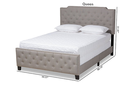 Baxton Studio Marion Modern Transitional Grey Fabric Upholstered Button Tufted King Size Panel Bed