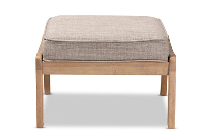 Baxton Studio Sigrid Mid-Century Modern Light Grey Fabric Upholstered Antique Oak Finished Wood Ottoman