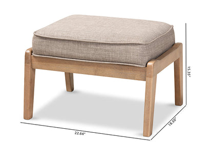 Baxton Studio Sigrid Mid-Century Modern Light Grey Fabric Upholstered Antique Oak Finished Wood Ottoman
